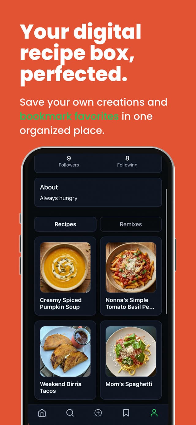 Your personal recipe box — all your recipes in one organised place
