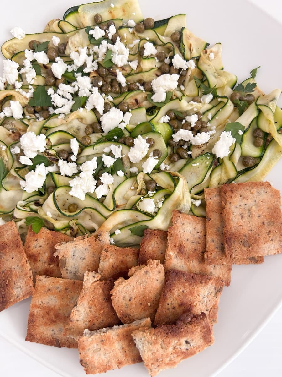 Grilled Zucchini with Almond Crackers